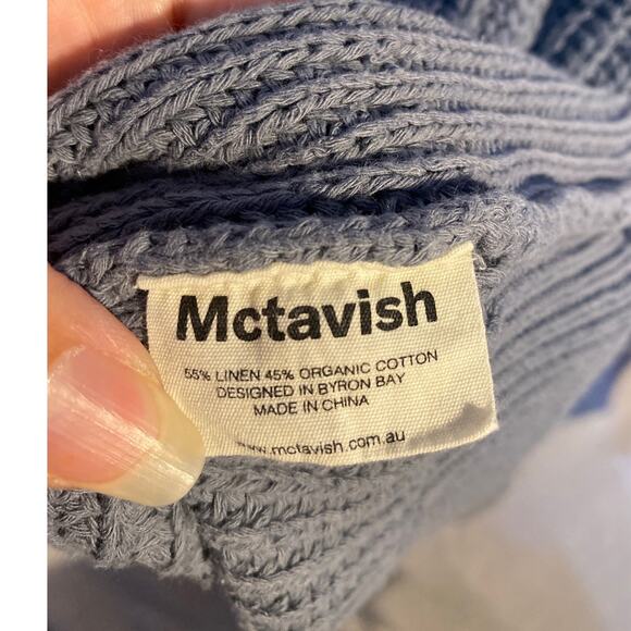 Mctavish Womens Large Knit Sweater Linen Organic Cotton Blue - Picture 6 of 7